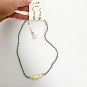 NWT Ella's Earrings and necklace with feather and tassel